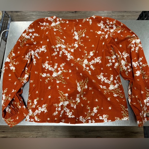 Large Madewell, floral, corduroy, long sleeve blouse - Picture 6 of 11